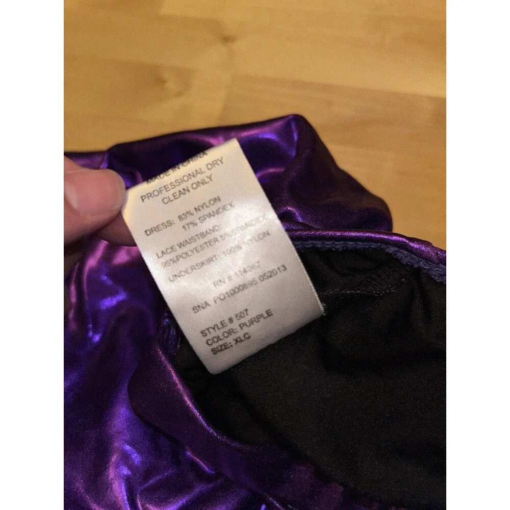 Girls Purple Halloween Dance Costume Childs XL with Hair Piece